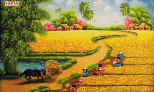 Tranh vải lụa đồng quê