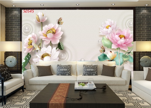 Tranh dán tường hoa sen đẹp cho phòng khách MS50545