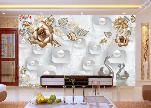 Mẫu tranh dán tường 3D hiện đại đẹp cho phòng khách MS30174