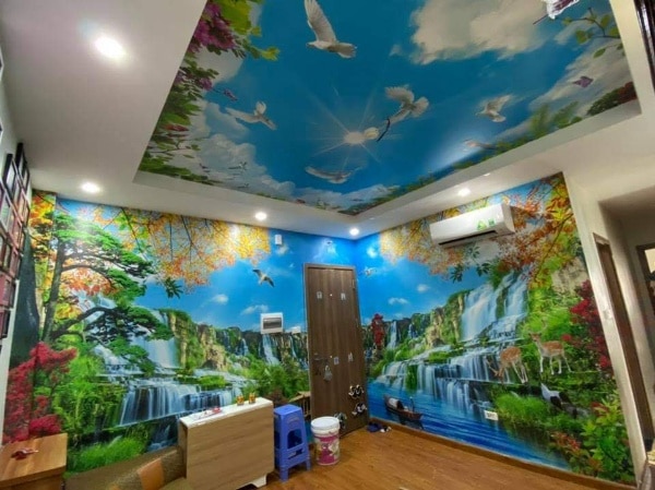 tranh dán tường tại chung cư cao cấp nhà chị Lan Hà Nội